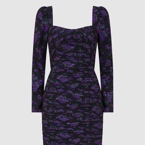 GIULIA
AMUR PLEATED FLORAL BODYCON MINI DRESS IN HYDRANGEA BERRY